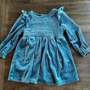 Old Navy Teal Textured Velvet Baby Dress